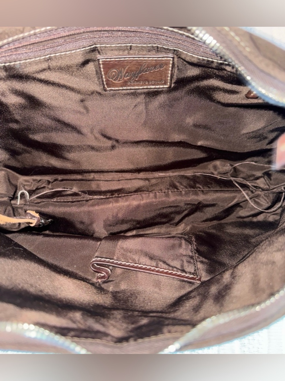 Dooney & Bourke Wayfarer Nylon Hobo handbag brown nylon tan leather trim - Picture 5 of 7